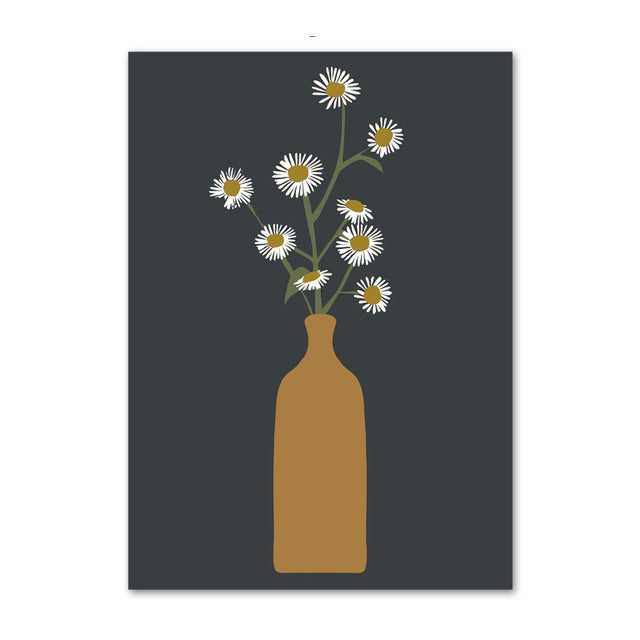 Abstract Woman Flower Leaf Canvas Painting