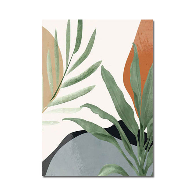 Abstract Woman Flower Leaf Canvas Painting
